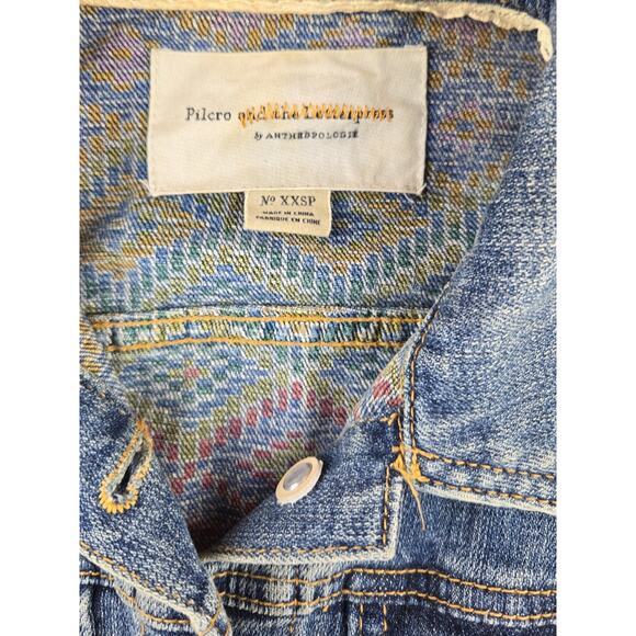 Pilcro and the Letterpress | Blue Jean Jacket w/Aztec Print | Size XXSP (00P) - Picture 4 of 6